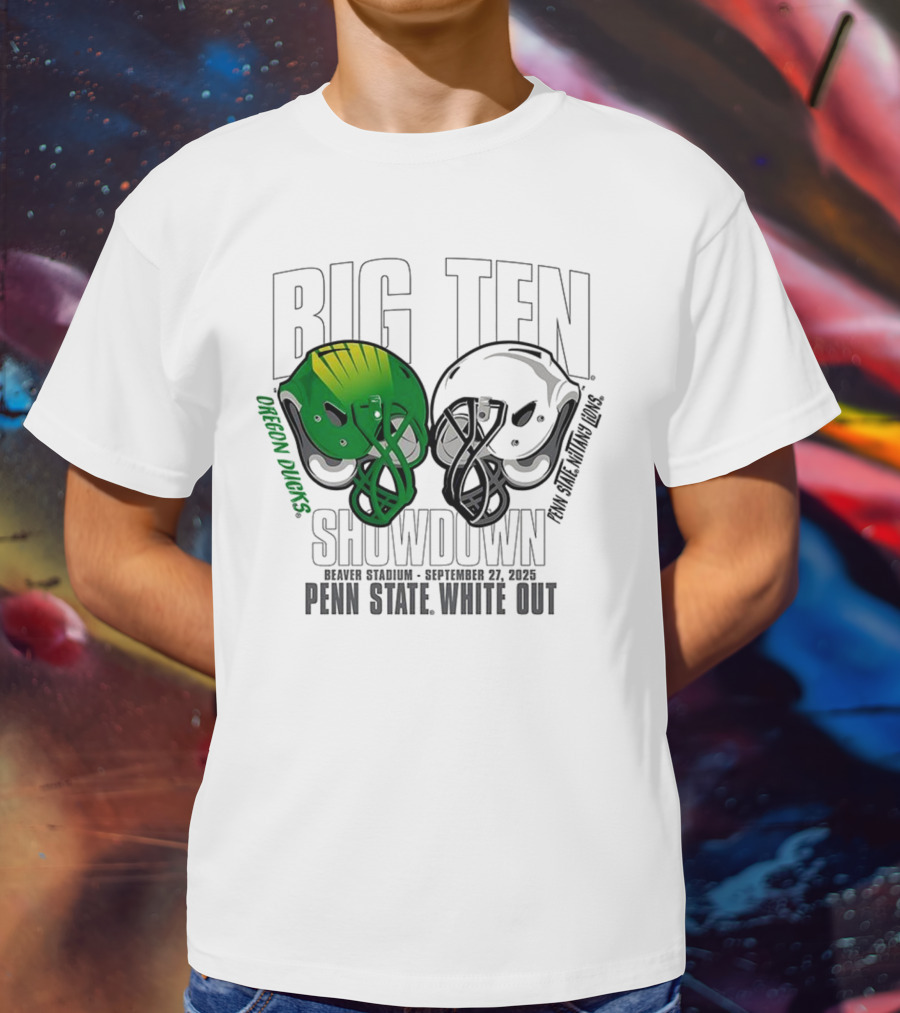 Penn State Nittany Lions Vs Oregon Ducks Football Big Ten Showdown 2025 White Out T-Shirt