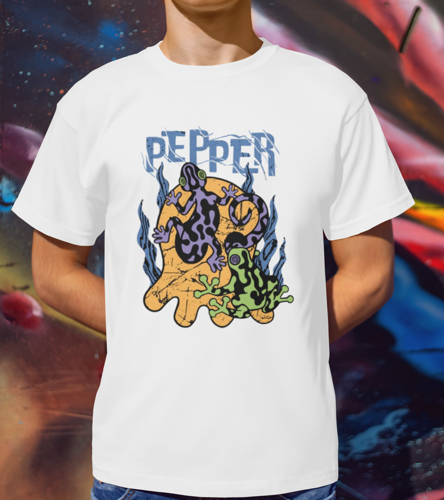 Pepper Skullconut Amphibians Psychedelic Frogs Graphic T-Shirt