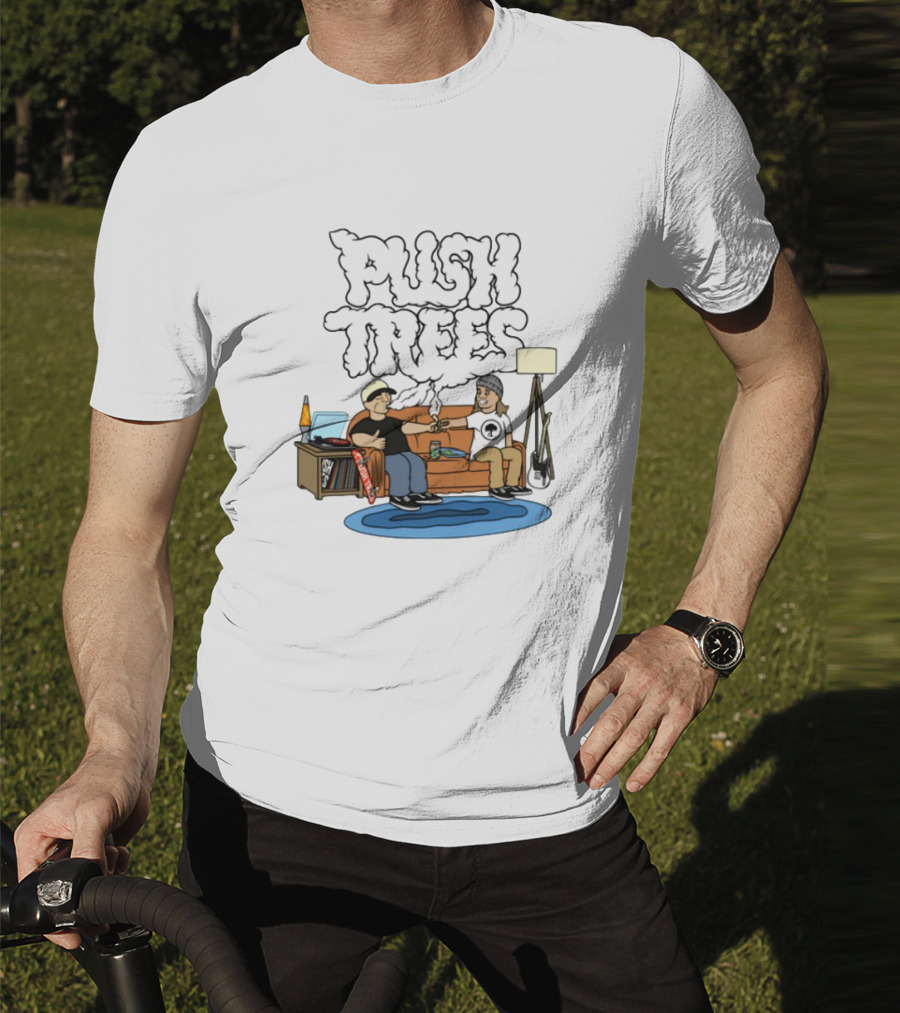 Push Trees Smoking Vibes Puff Puff Pass Couch Session Retro Lamp Lava Skate Record Guitar T-Shirt