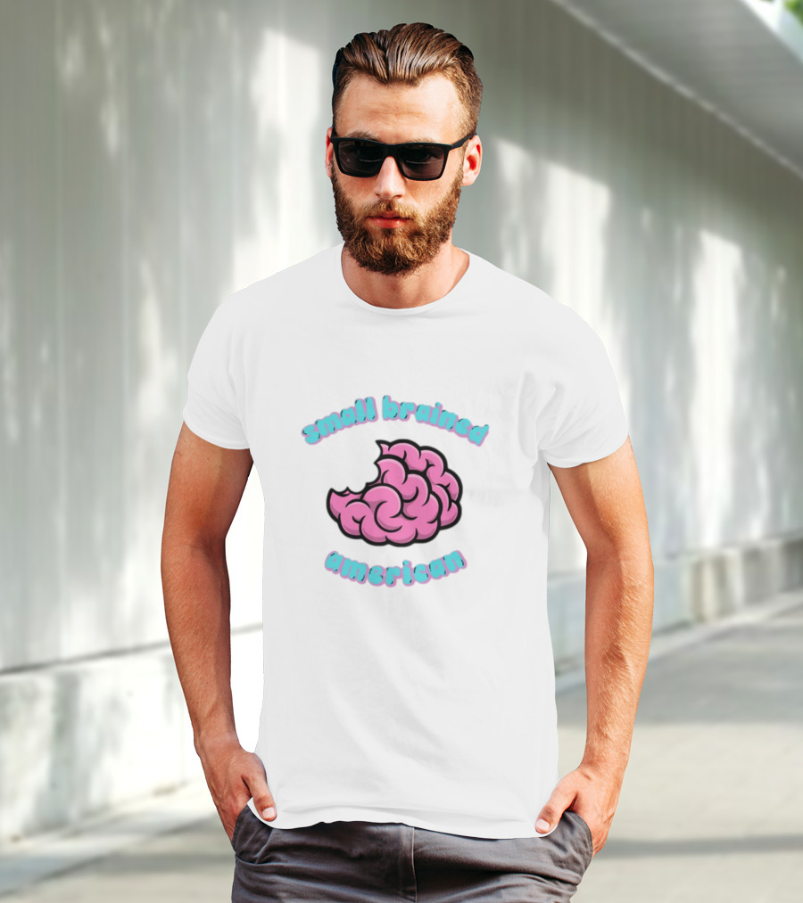 Small Brained American Pink Brain Illustration T-Shirt