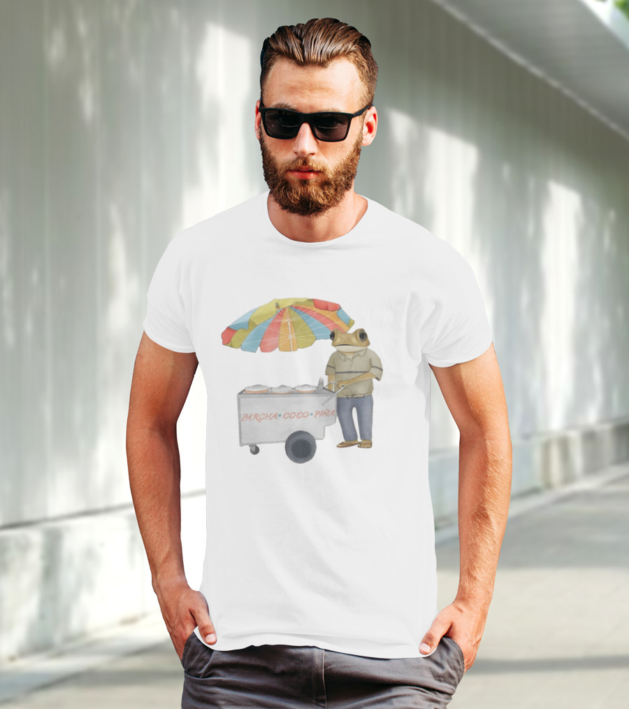 Parcha Coco Piña Frog Vendor With Colorful Umbrella T-Shirt