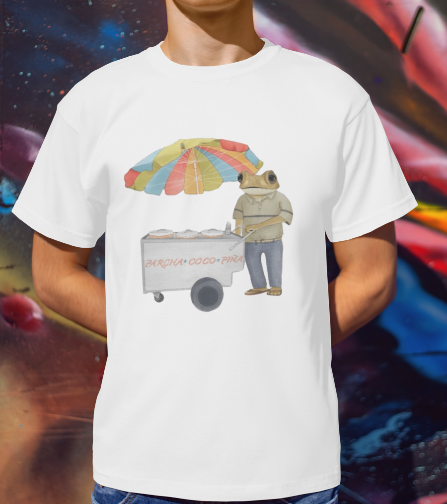 Parcha Coco Piña Frog Vendor With Colorful Umbrella T-Shirt