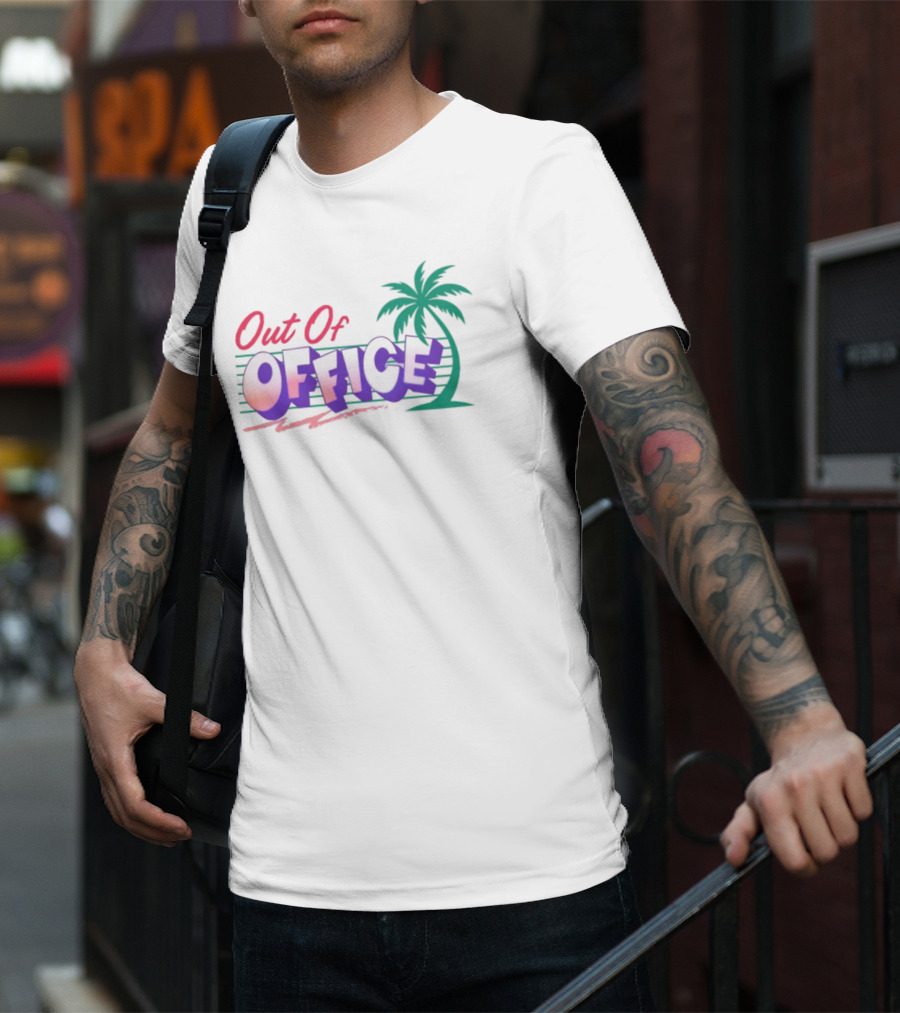 Out Of Office Tropical Palm Tree Retro Style T-Shirt