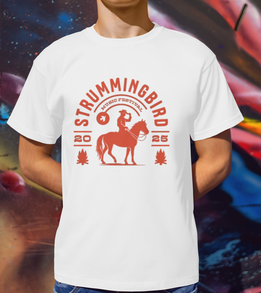 Strummingbird Music Festival 2025 Cowboy Riding Horse Icon T-Shirt