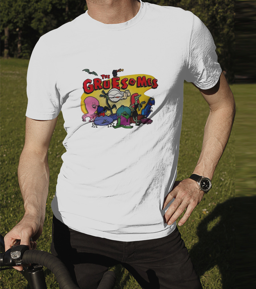 The Gruesomes Cartoon Characters With Bat And Vulture T-Shirt