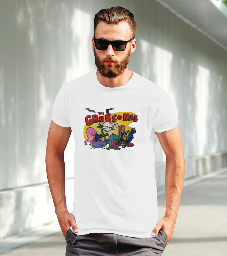 The Gruesomes Cartoon Characters With Bat And Vulture T-Shirt