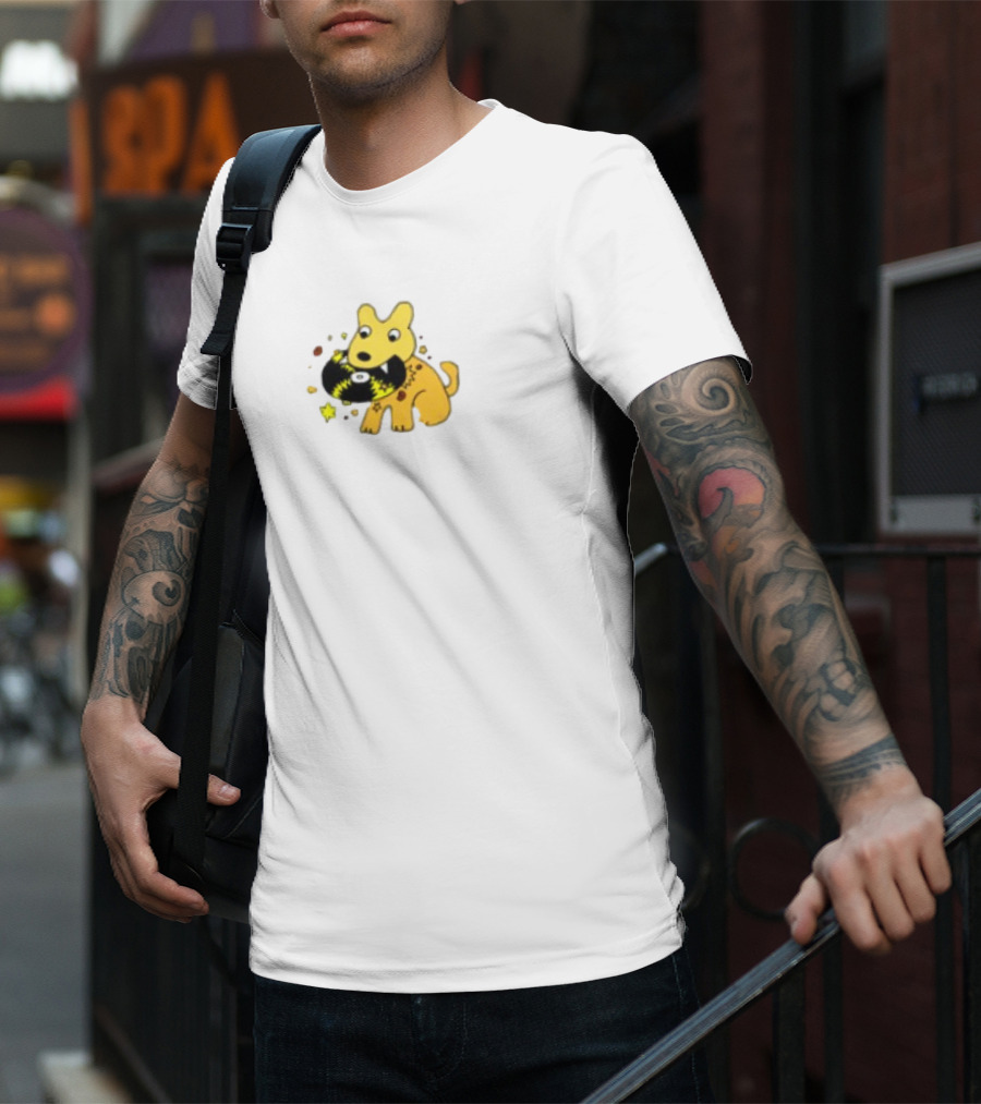Yellow Jasper Dog With Cosmic Black Cat T-Shirt