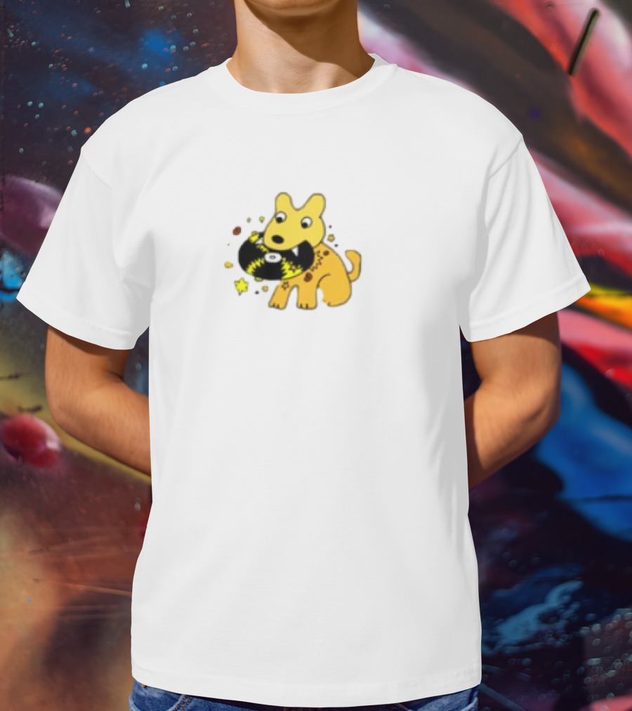 Yellow Jasper Dog With Cosmic Black Cat T-Shirt