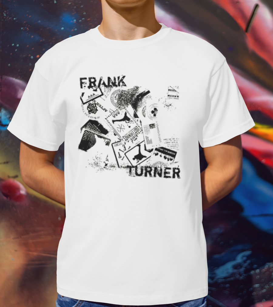 Frank Turner The Next 10 Years Black Rose And Music Collage T-Shirt