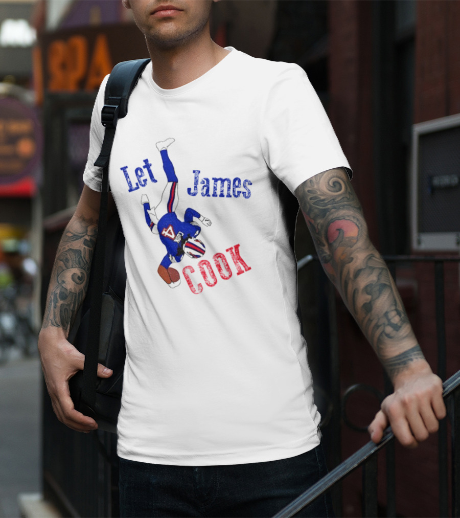 Let James Cook Football Player Red Blue Text T-Shirt