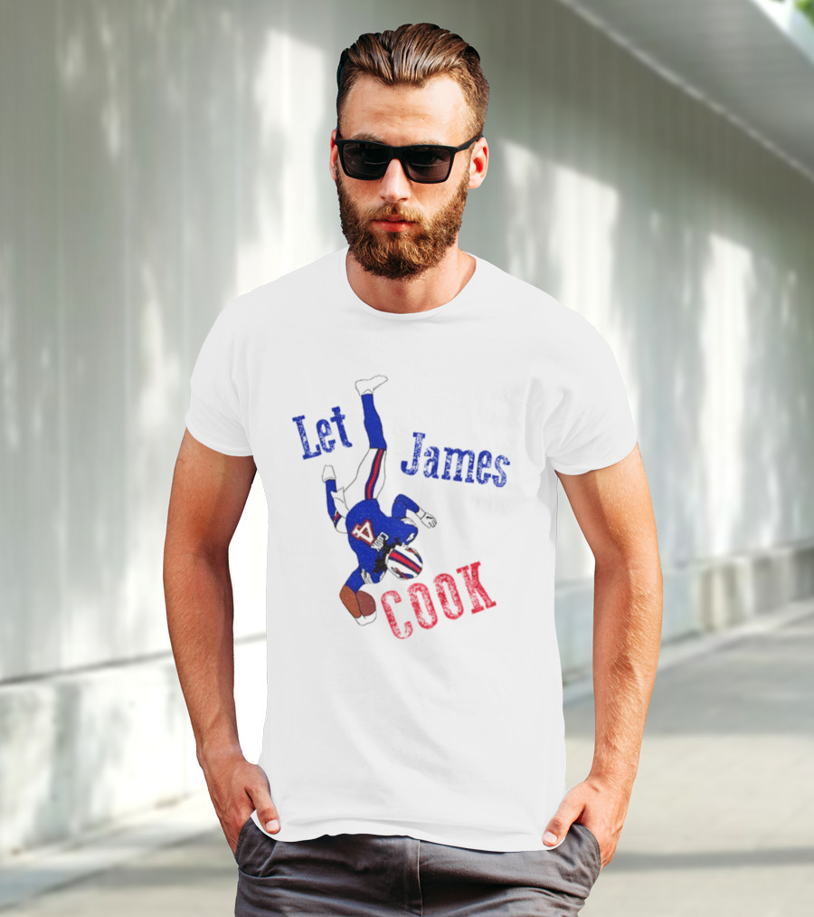 Let James Cook Football Player Red Blue Text T-Shirt