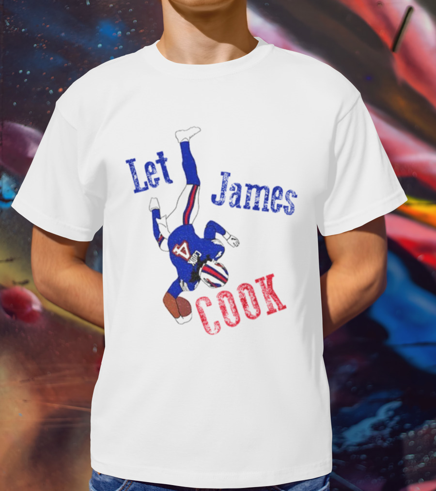 Let James Cook Football Player Red Blue Text T-Shirt