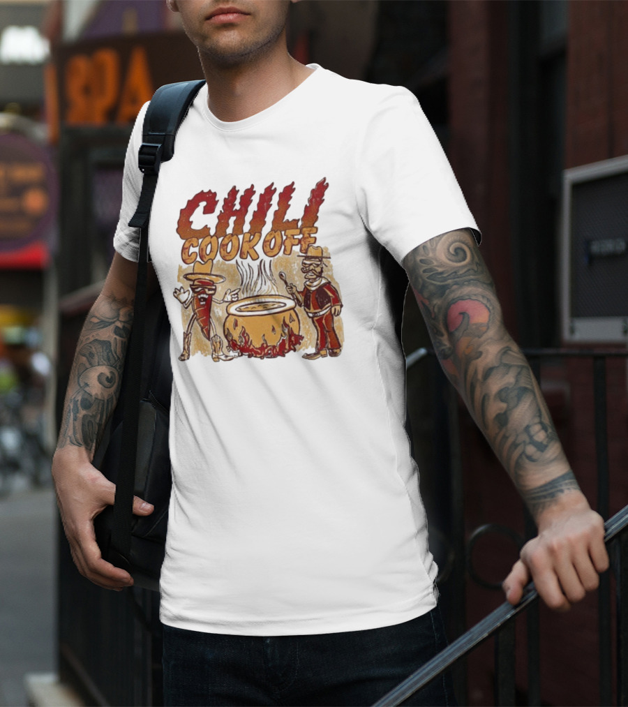 Chili Cookoff Spicy Pepper Cowboy And Chef Duel Over Fiery Pot T-Shirt