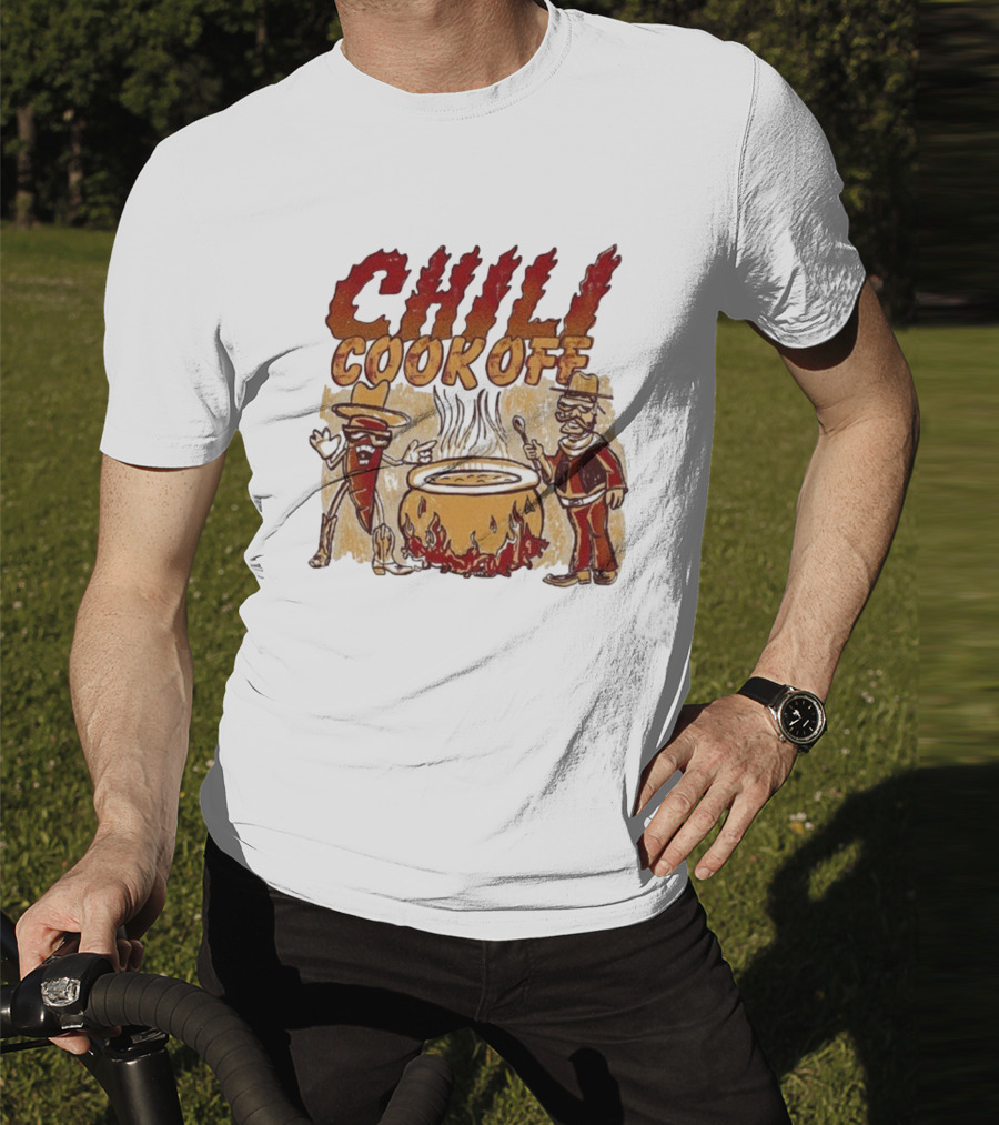 Chili Cookoff Spicy Pepper Cowboy And Chef Duel Over Fiery Pot T-Shirt