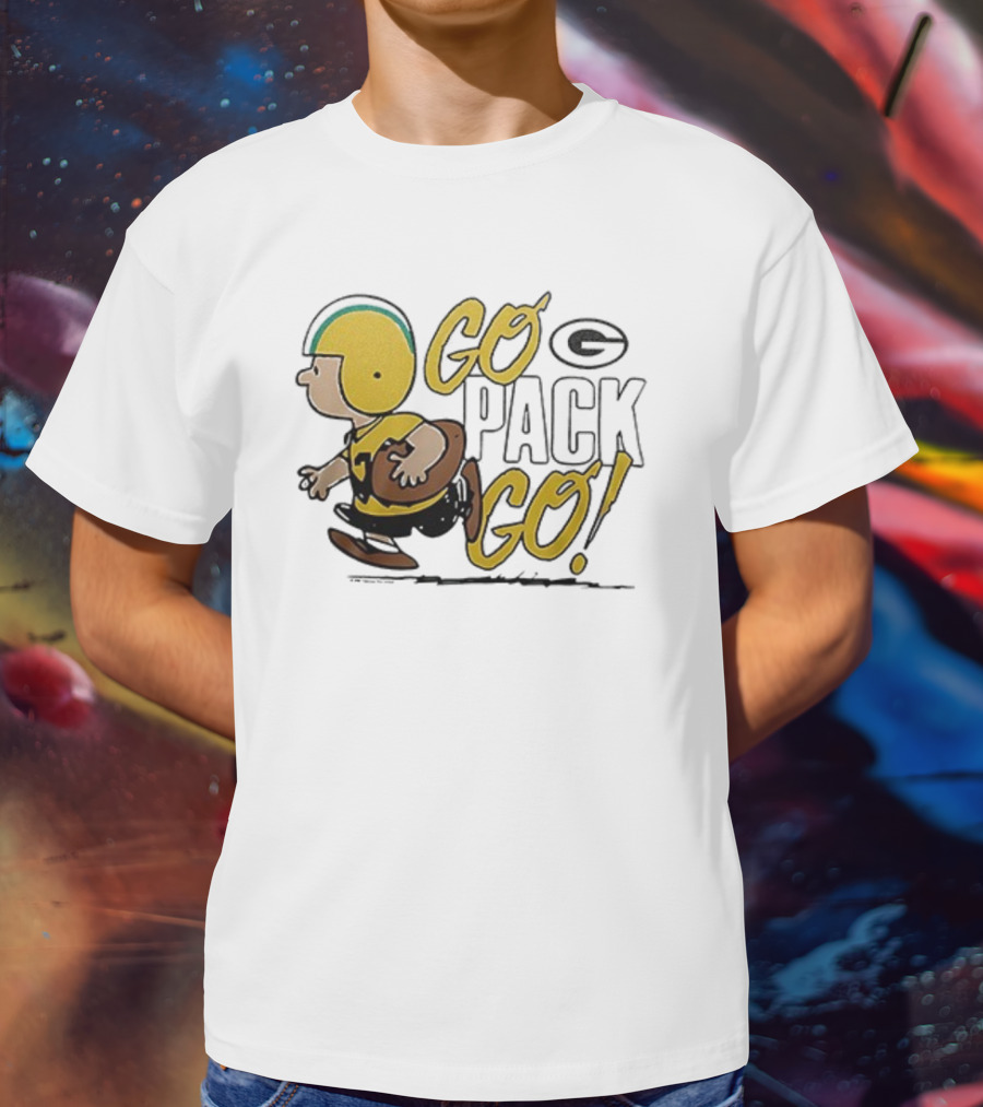 Green Bay Packers Peanuts Snoopy Go Pack Go Winter Cartoon Football T-Shirt