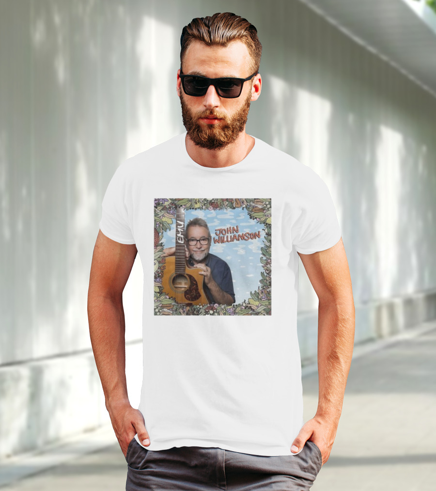 John Williamson EMU Guitar Ausmusic Floral Border T-Shirt