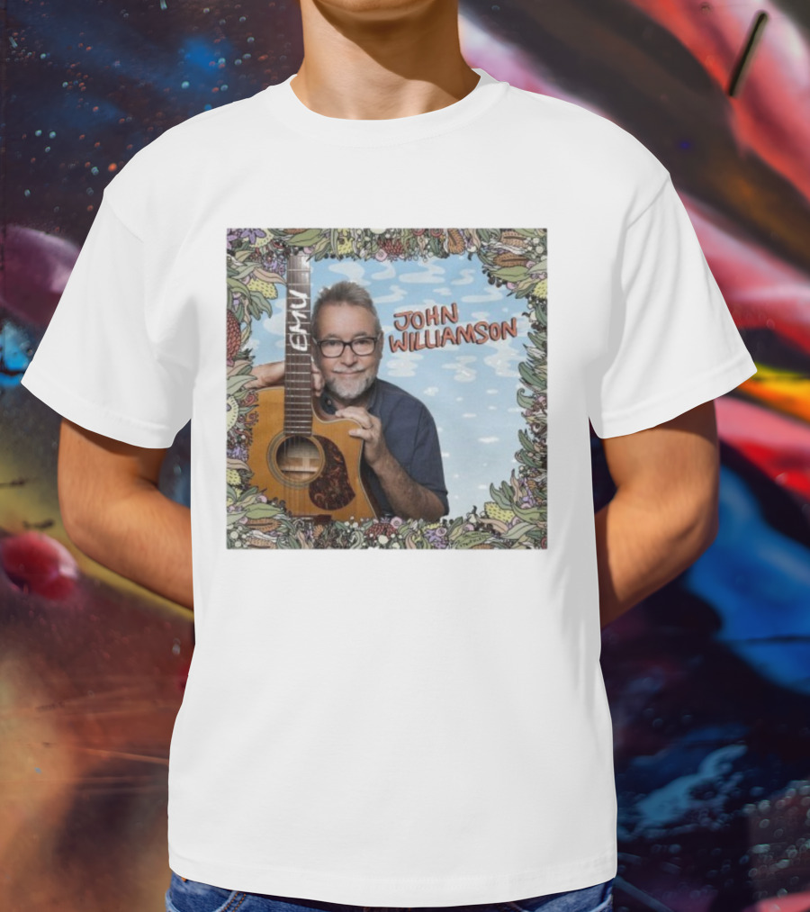 John Williamson EMU Guitar Ausmusic Floral Border T-Shirt