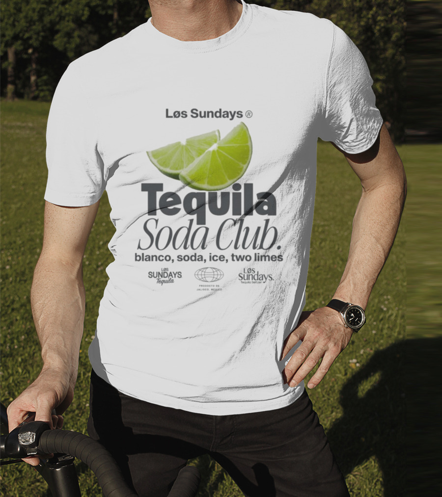 Los Sundays Tequila Soda Club Blanco Soda Ice Two Limes T-Shirt