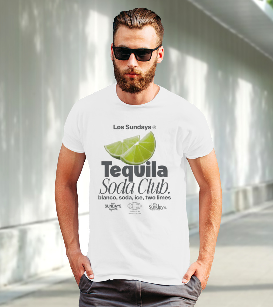 Los Sundays Tequila Soda Club Blanco Soda Ice Two Limes T-Shirt