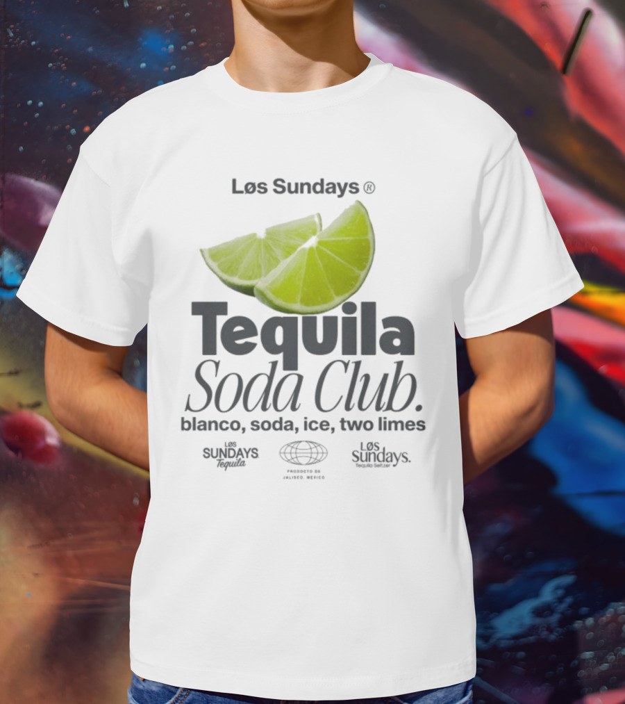 Los Sundays Tequila Soda Club Blanco Soda Ice Two Limes T-Shirt