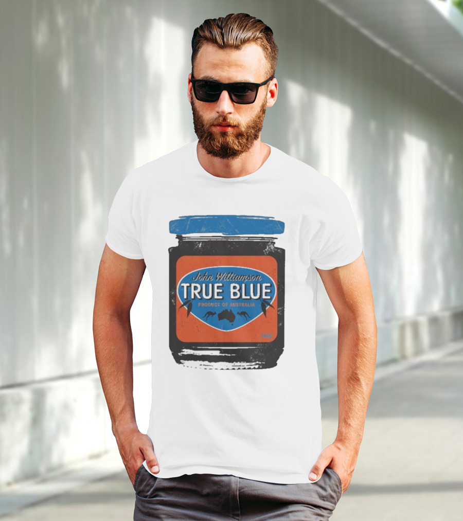 John Williamson True Blue Product Of Australia Mock Jam Label T-Shirt