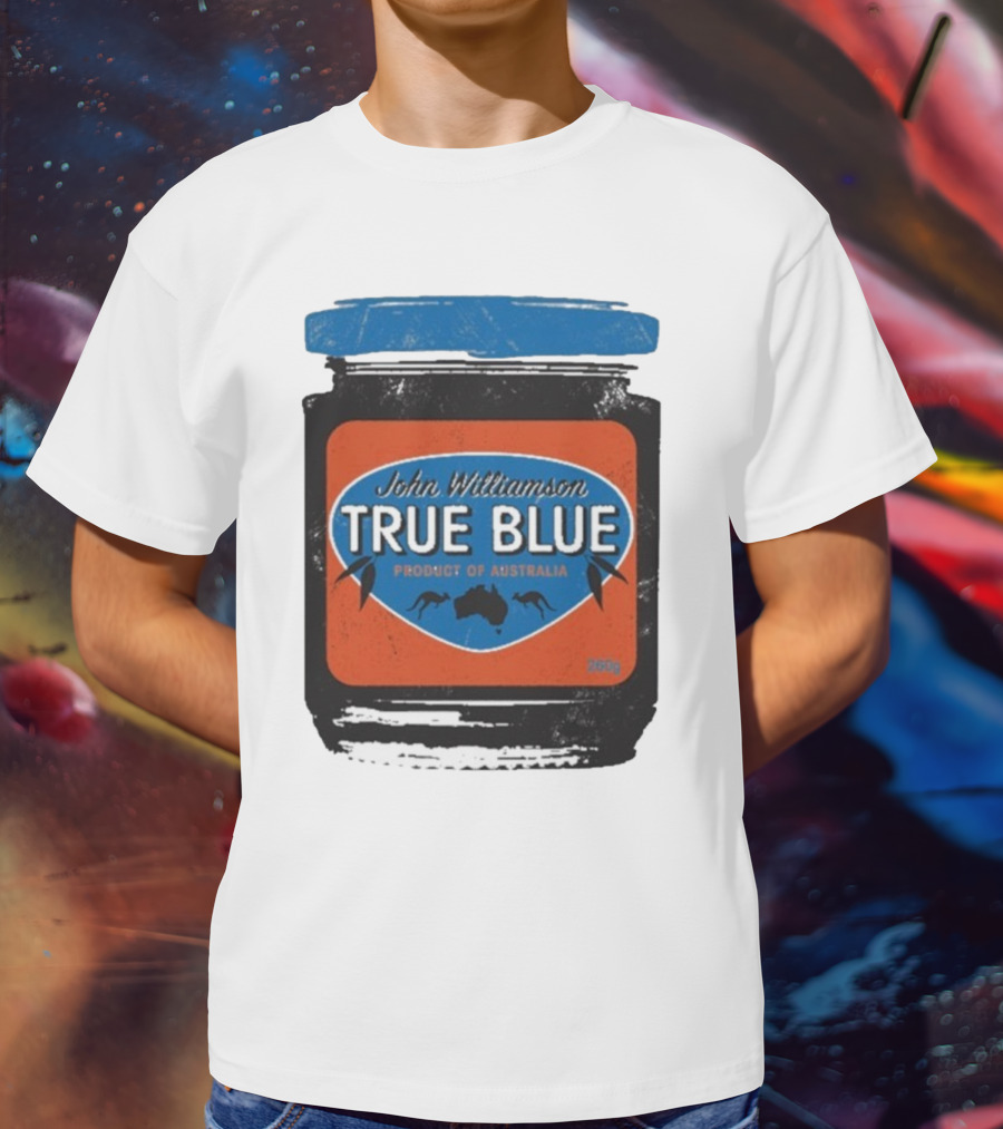 John Williamson True Blue Product Of Australia Mock Jam Label T-Shirt