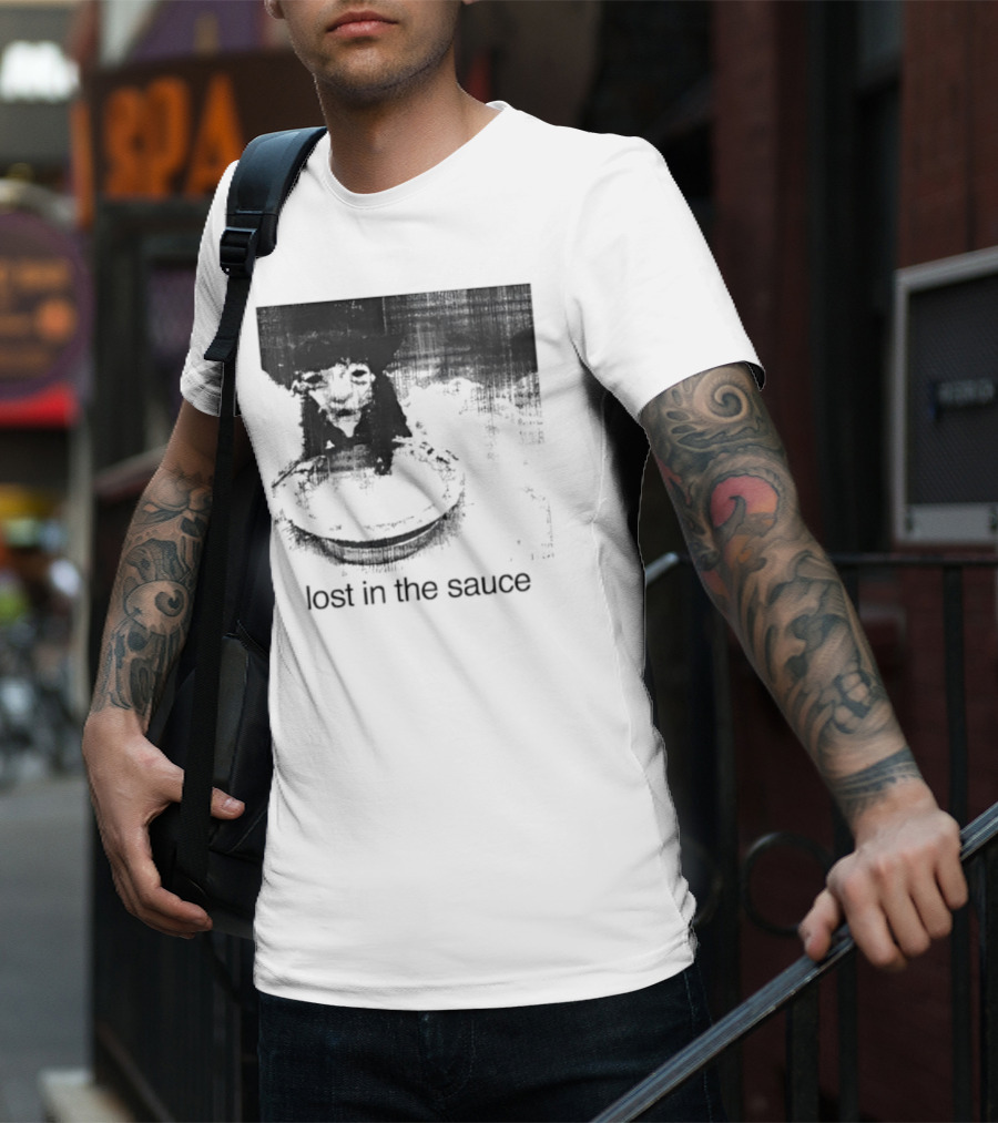 Lost In The Sauce Cat Image With Text T-Shirt