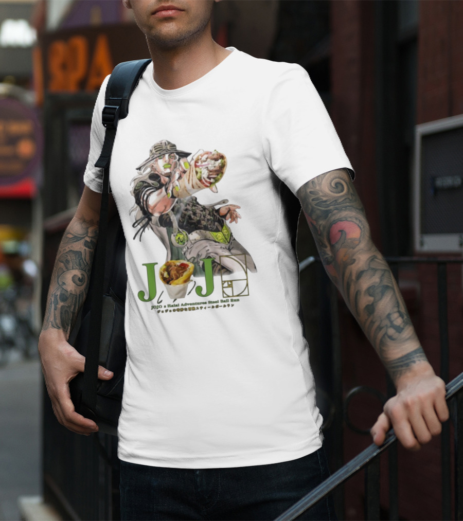 Jojo’s Halal Adventure Steel Ball Run Gyro Burrito Manga Crossover T-Shirt