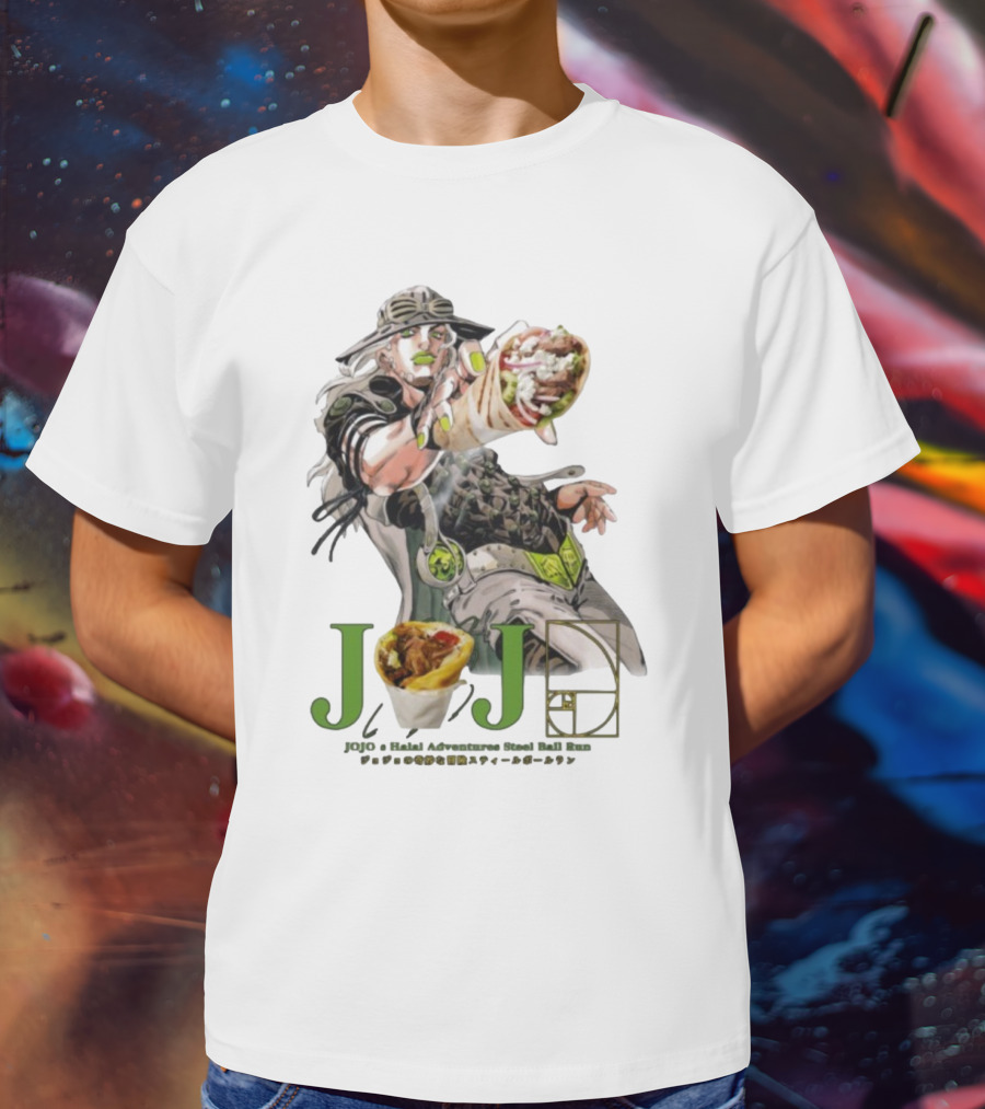 Jojo’s Halal Adventure Steel Ball Run Gyro Burrito Manga Crossover T-Shirt