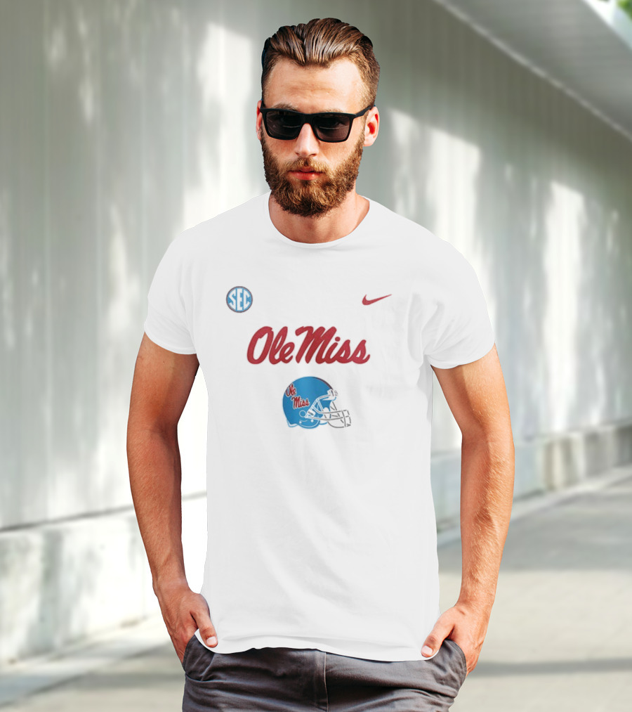 Ole Miss Rebels Football Helmet SEC Nike T-Shirt