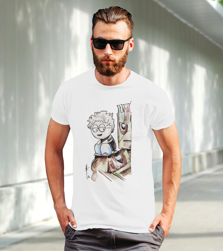 Kyle Broflovski And Groot Cartoon Mashup Fan Art South Park Guardians Of The Galaxy Crossover T-Shirt
