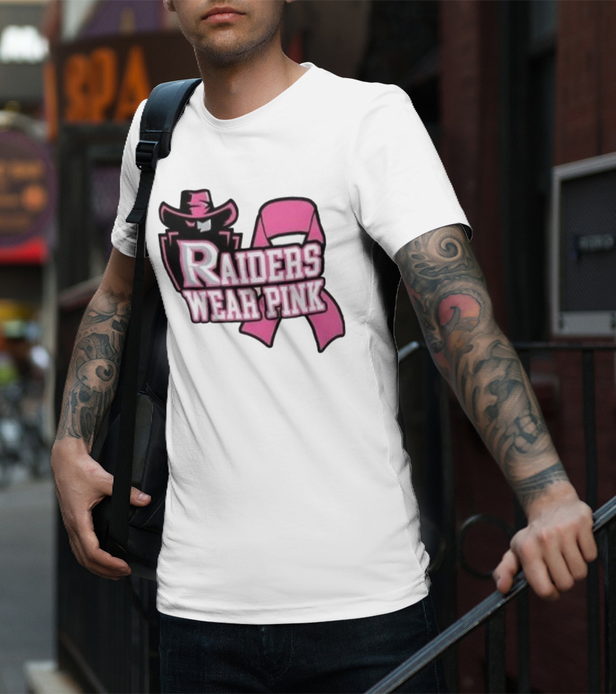 Raiders Wear Pink Breast Cancer Awareness Power Ribbon T-Shirt