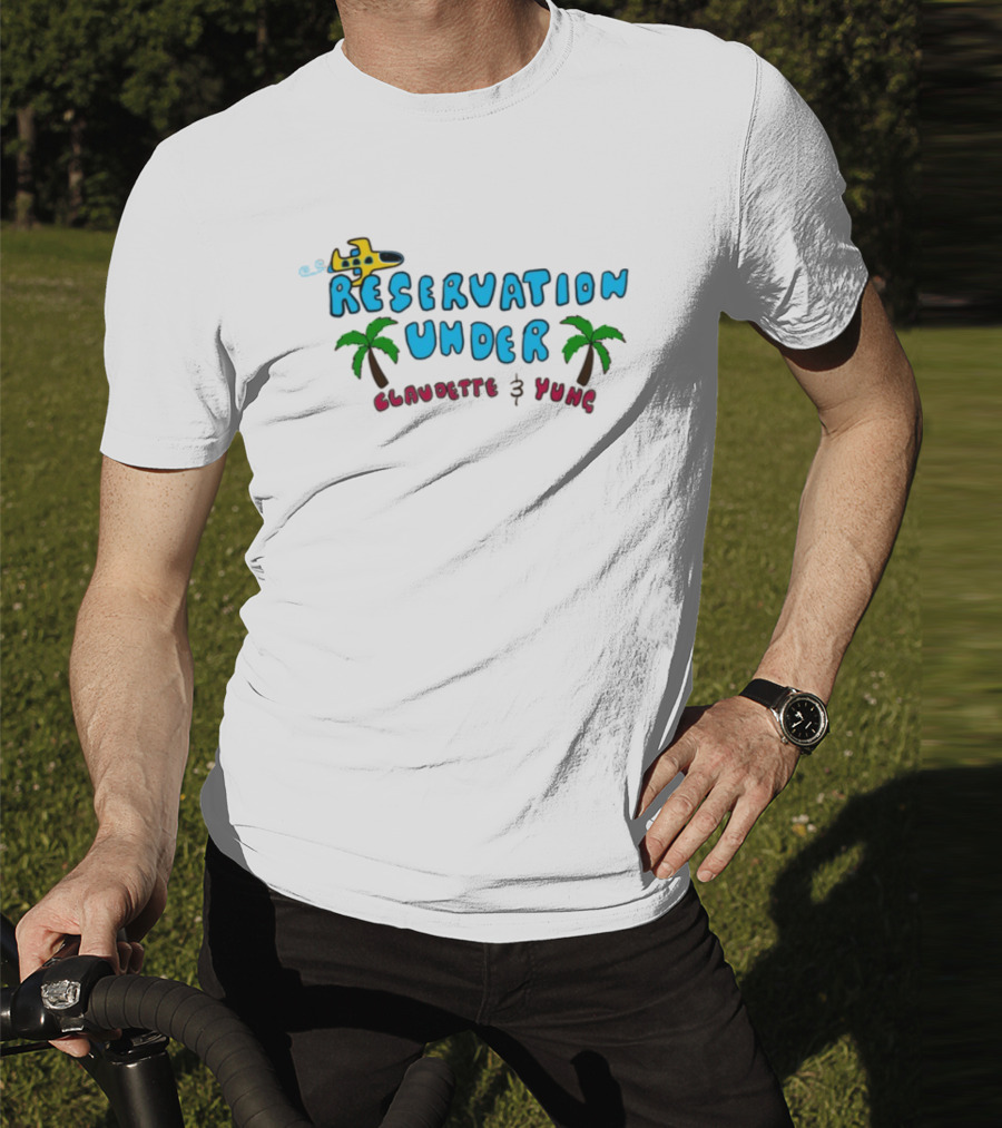 Reservation Under Claudette Yung Beach Beds Tropical Vacation T-Shirt