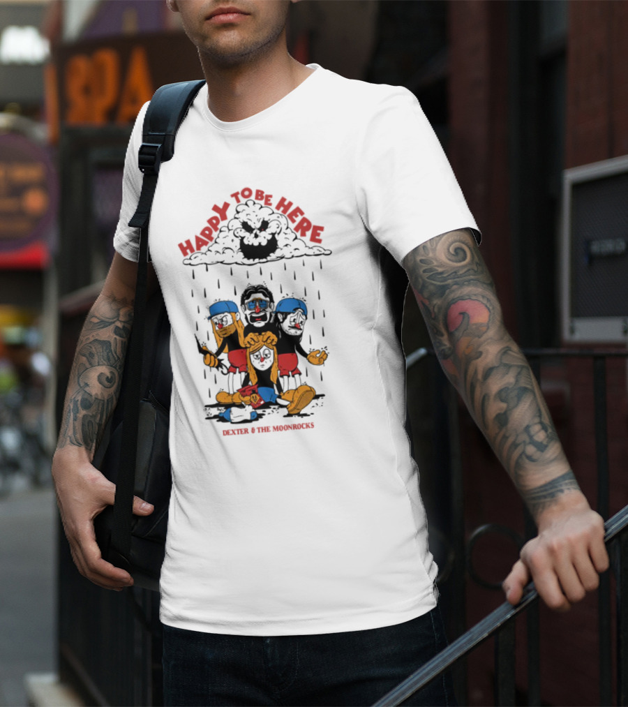 Dexter & The Moonrocks Happy To Be Here Blue And Red Outfits T-Shirt