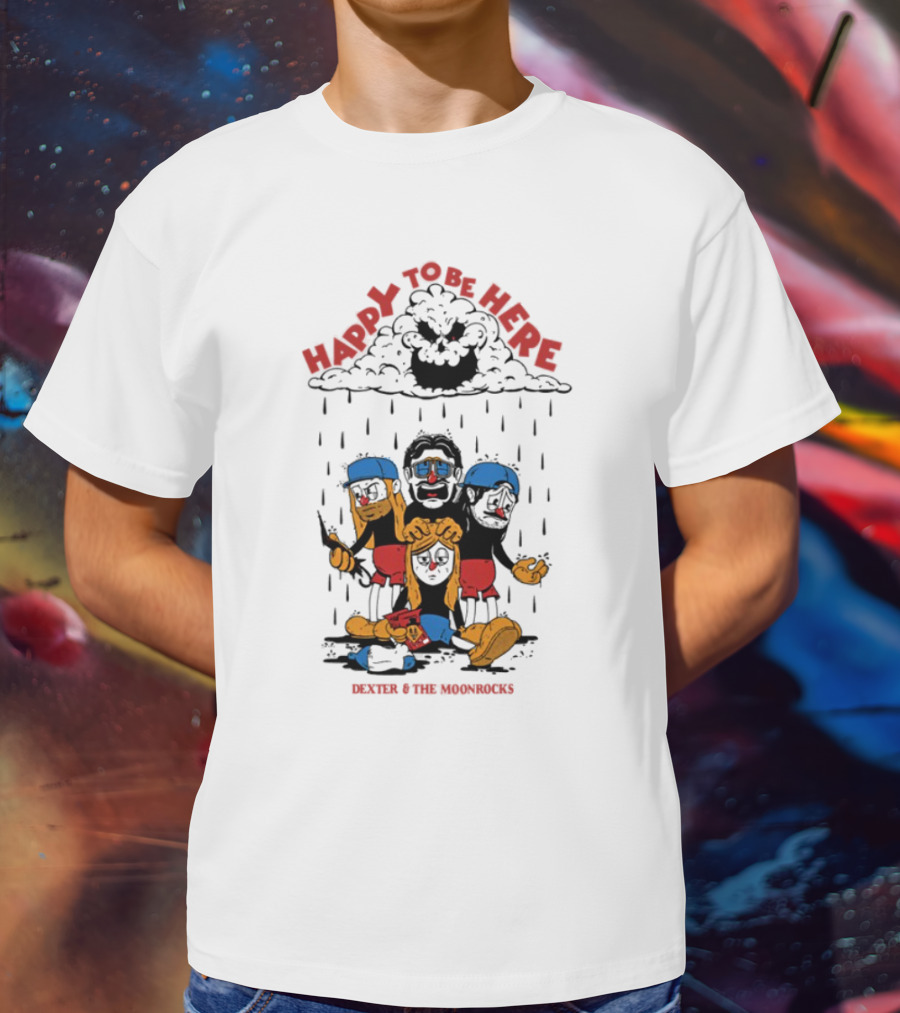 Dexter & The Moonrocks Happy To Be Here Blue And Red Outfits T-Shirt