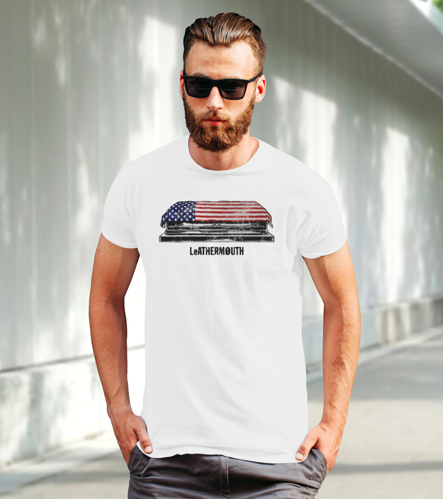 Leathermouth American Flag Coffin T-Shirt