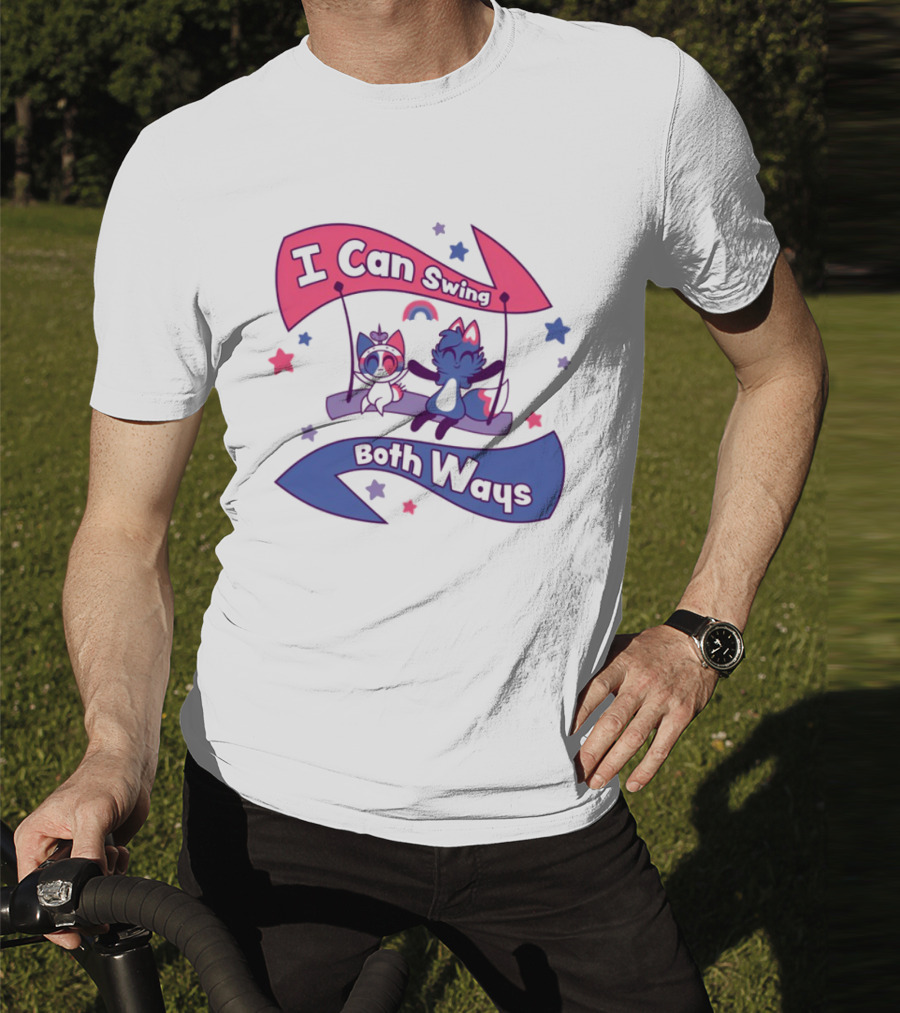 I Can Swing Both Ways Cute Cats Stars Rainbow T-Shirt