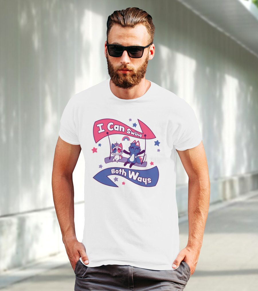 I Can Swing Both Ways Cute Cats Stars Rainbow T-Shirt