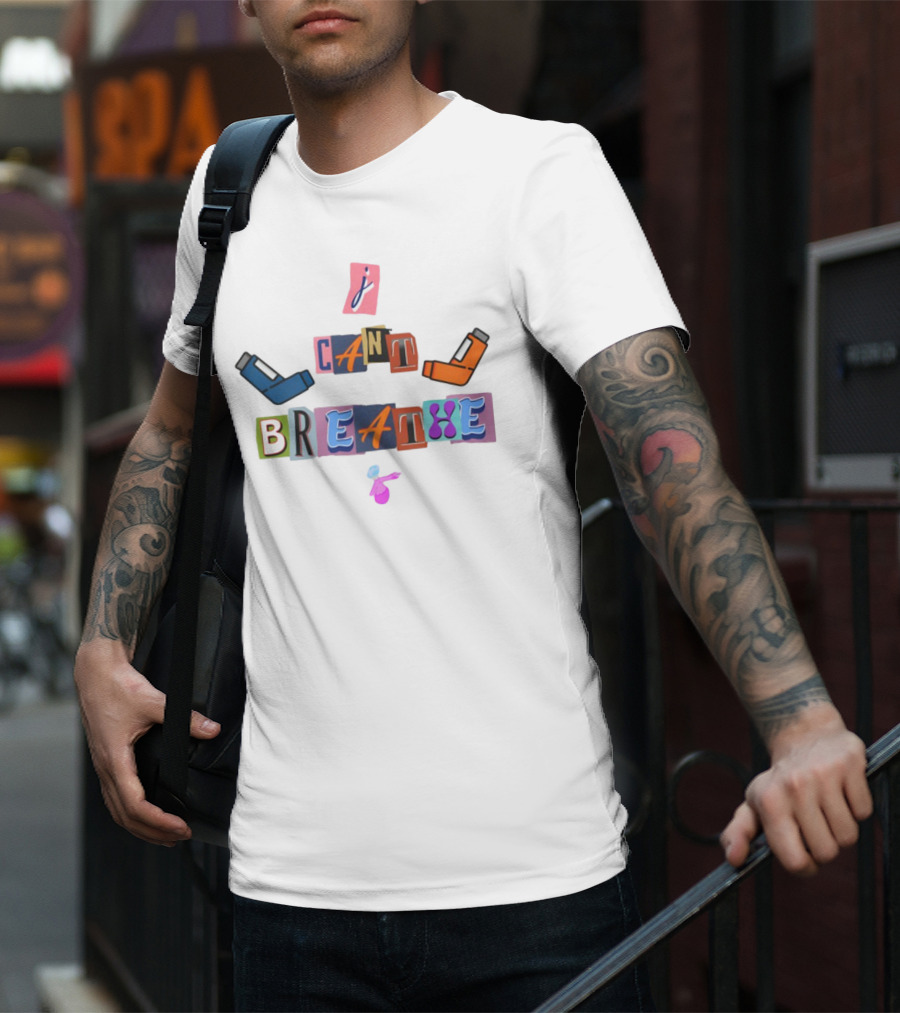 I Can't Breathe Text Collage Abstract Style T-Shirt