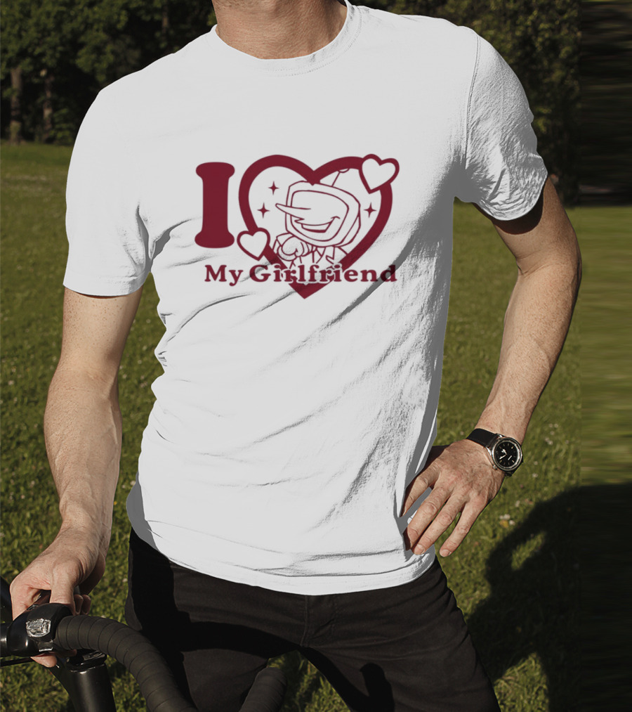 I Love My Girlfriend Mr. Tenna Heart Design T-Shirt