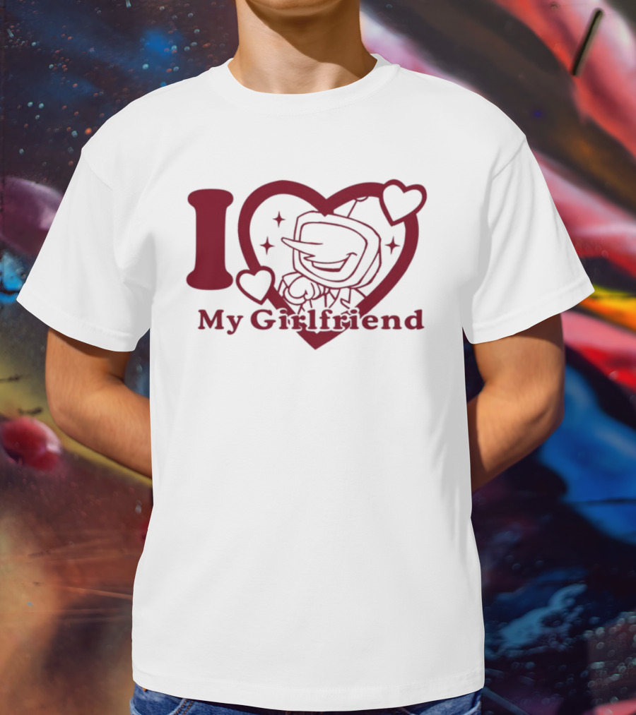 I Love My Girlfriend Mr. Tenna Heart Design T-Shirt
