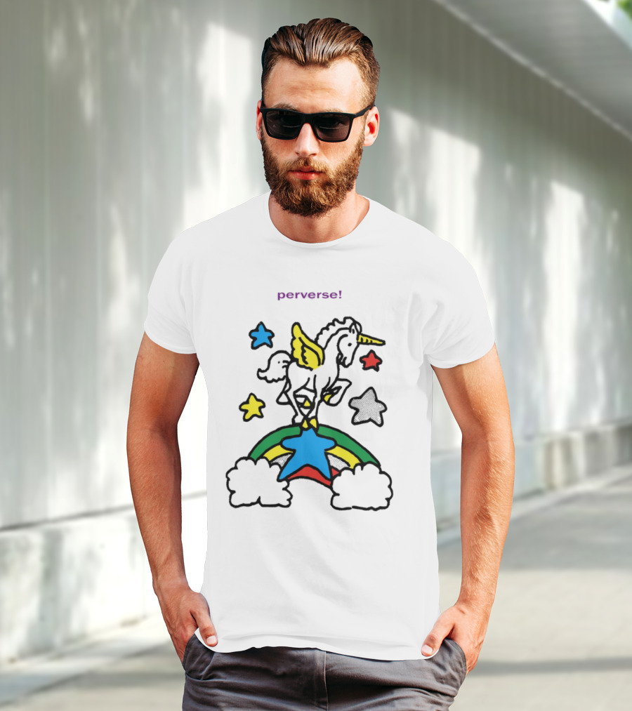 Perverse Pride Bug Girl Rainbow Stars Wings T-Shirt
