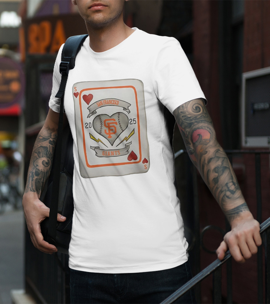 San Francisco Giants Baseball Card Heart 2025 Tiny Turnip Collaboration T-Shirt