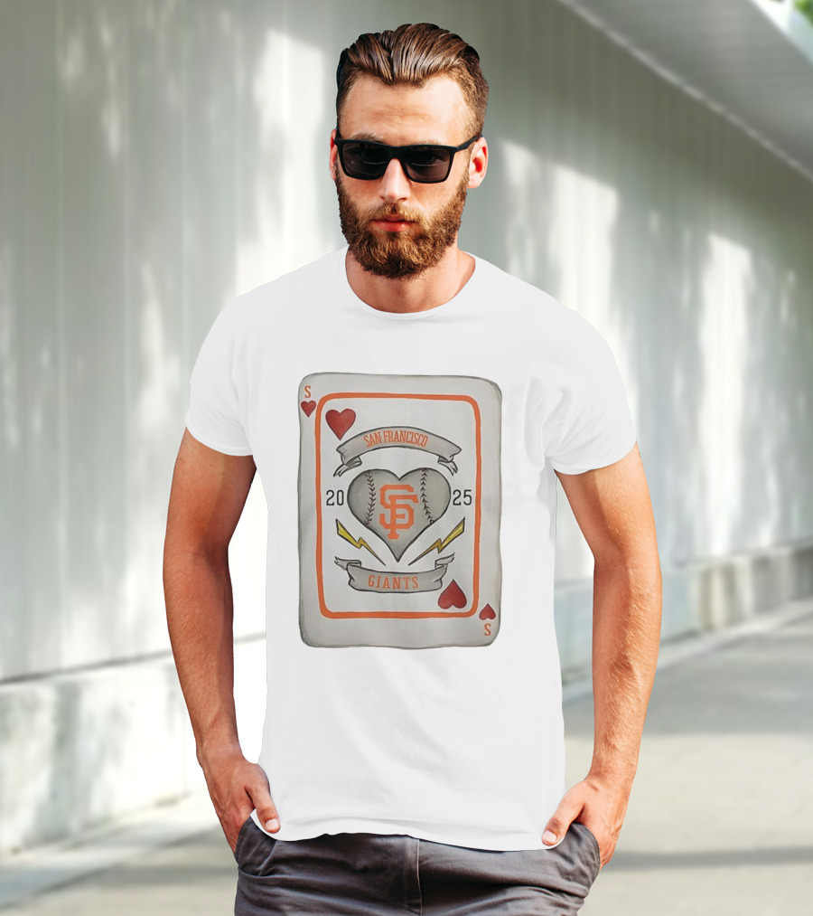 San Francisco Giants Baseball Card Heart 2025 Tiny Turnip Collaboration T-Shirt