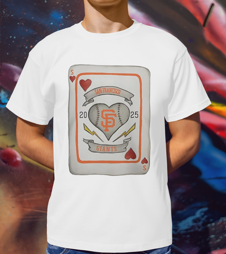 San Francisco Giants Baseball Card Heart 2025 Tiny Turnip Collaboration T-Shirt