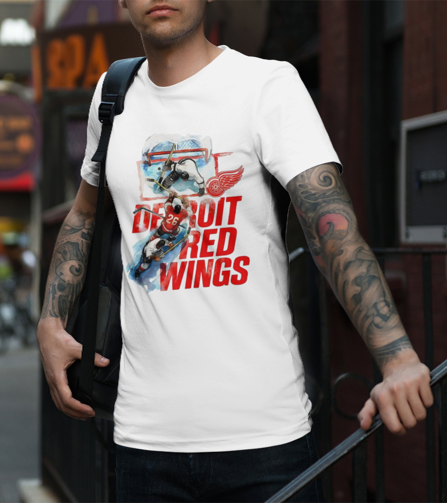 Sana X Detroit Red Wings Hockey Team Action Scene T-Shirt