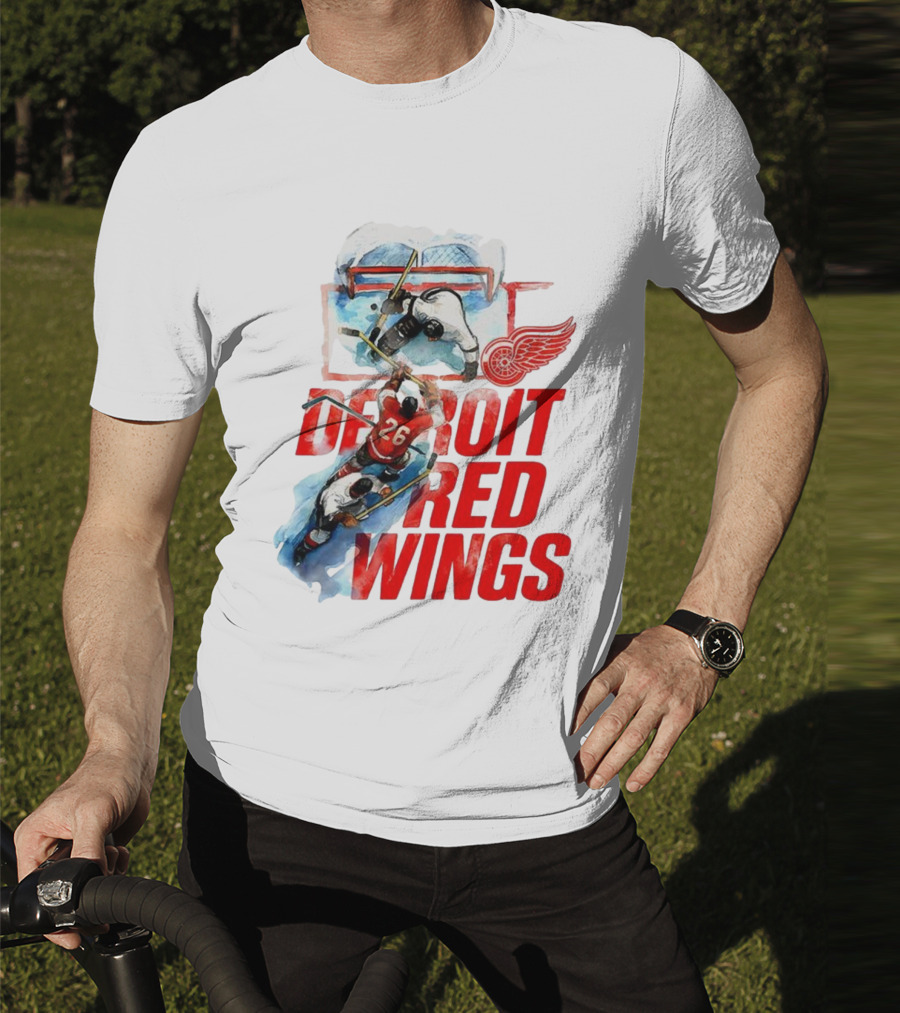 Sana X Detroit Red Wings Hockey Team Action Scene T-Shirt