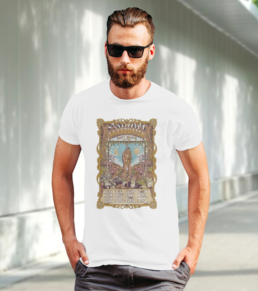 Saxsquatch Party Animal 2026 Tour Psychedelic Forest Jam Band T-Shirt
