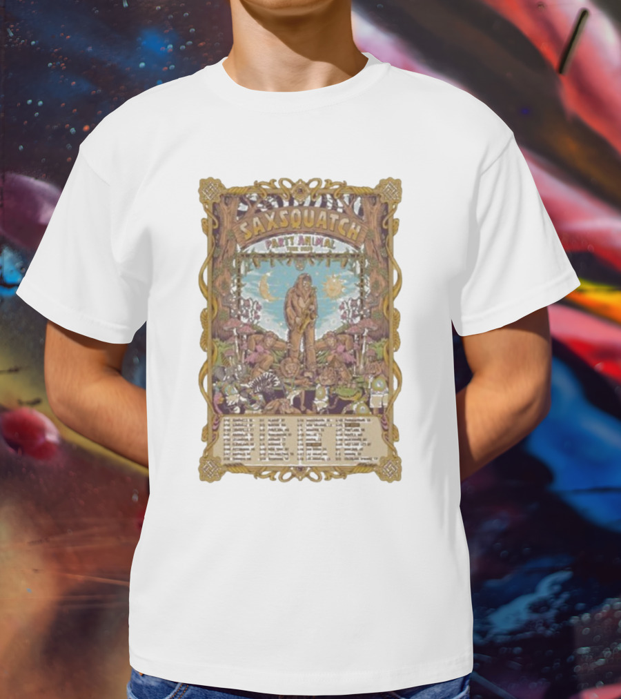 Saxsquatch Party Animal 2026 Tour Psychedelic Forest Jam Band T-Shirt