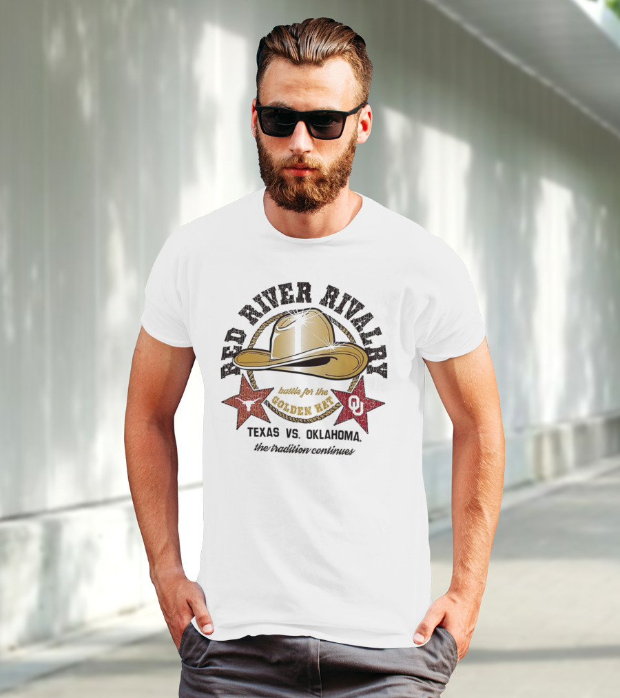 Red River Rivalry Texas Vs Oklahoma Battle For The Golden Hat T-Shirt